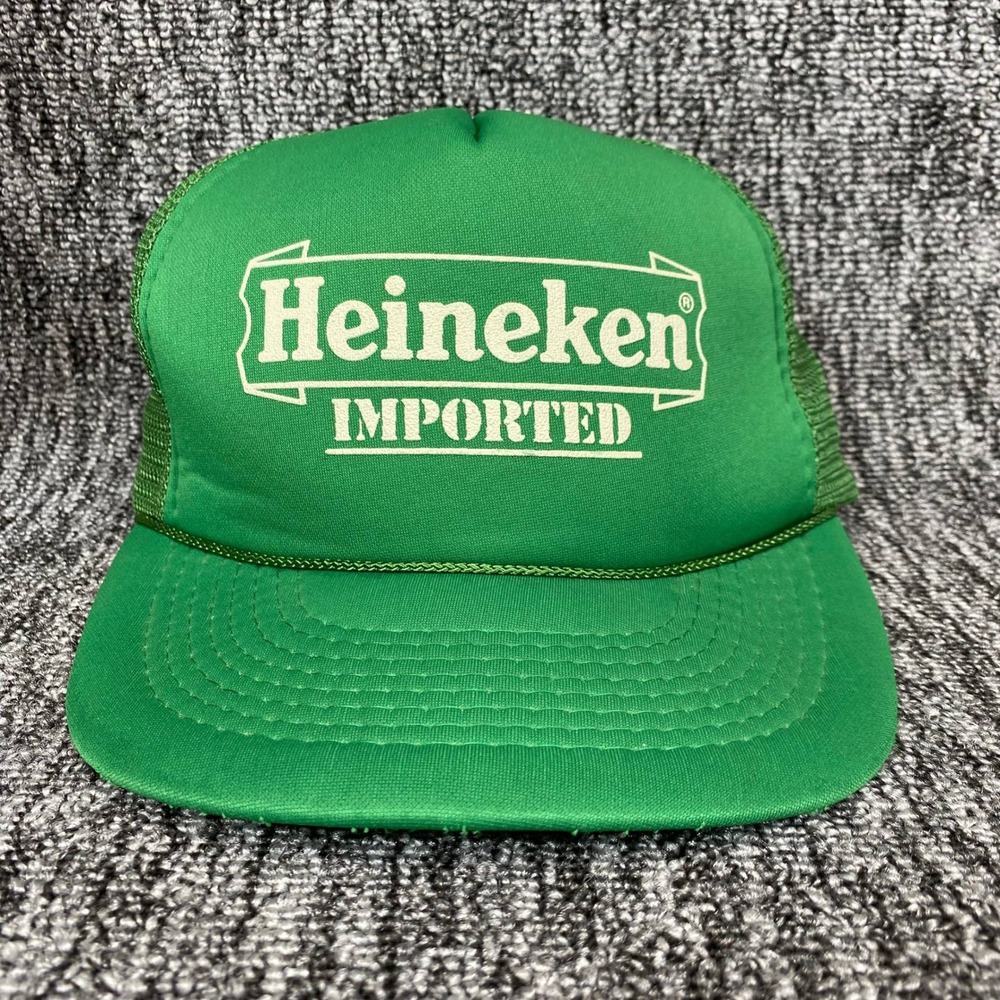 Heineken Trucker Hat Mens OSFA Green Mesh Snapback Beer Promo Vintage Style